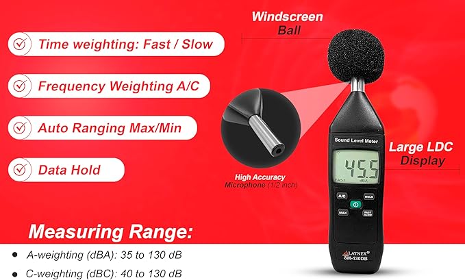 SM-130DB Digital Decibel Meter Reader and Sound Level Meter Type 2 - Image 4