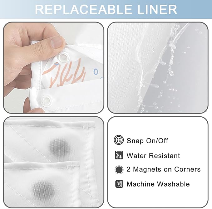 Long No Hook Shower Curtain - Image 5