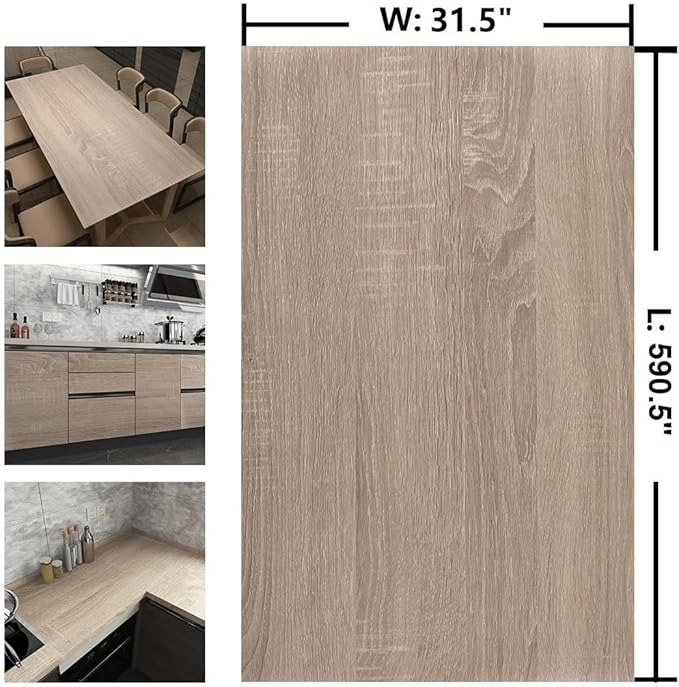 590"x31.5" Extra Wide Light Wood Wallpaper Gray Wood Grain Contact Paper Peel - Image 7