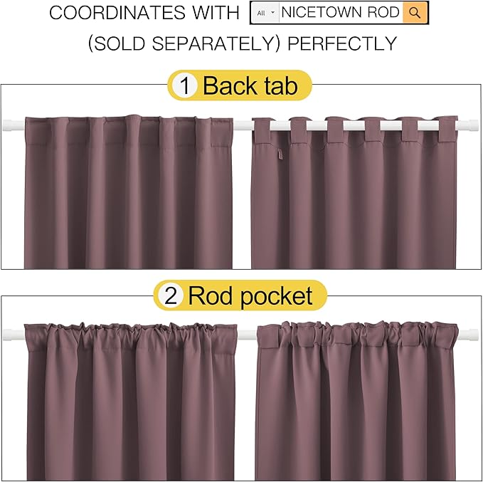 NICETOWN Window Treatment Curtains Room Darkening Drapes - Image 3