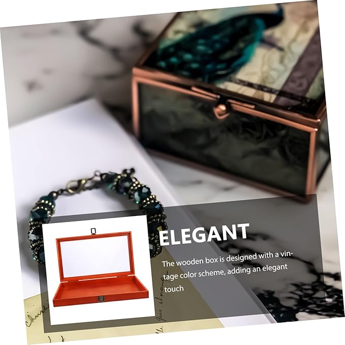 DOITOOL Vintage Style Rectangular Wooden Box Pin Display Case - Image 4