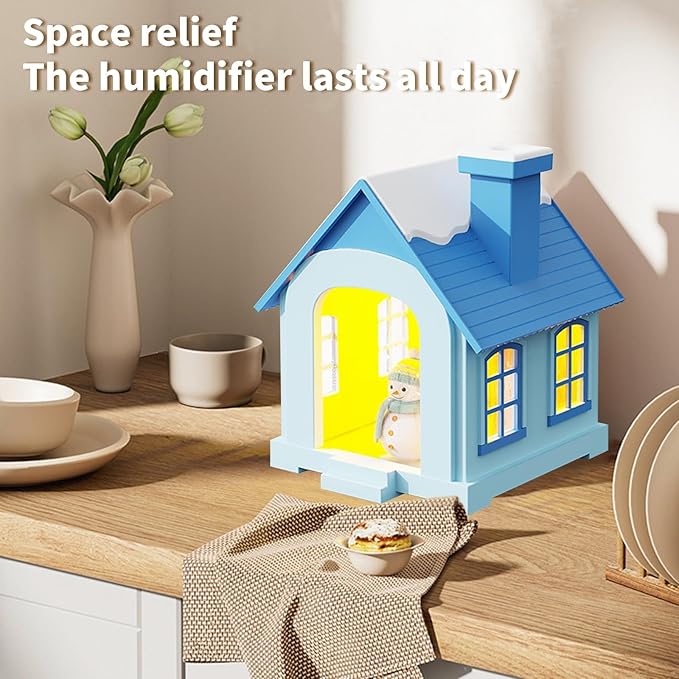 Christmas Village Houses Humidifier 500ml, Cute Snow House Cool Mist Humidifier - Image 2