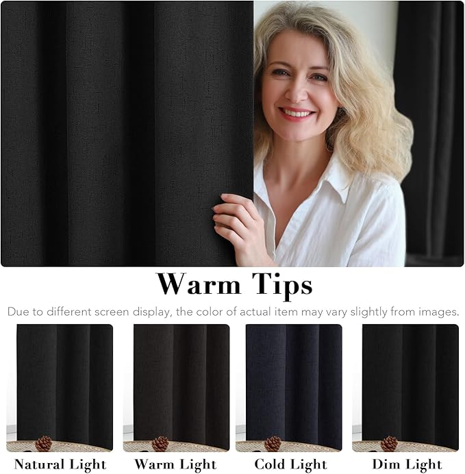 H.VERSAILTEX Linen Blackout Curtains 63 Inches Long 100% Blackout Thermal - Image 5
