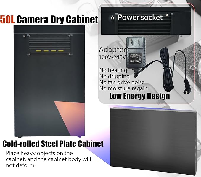 Modern Black 50L Camera Dehumidify Dry Cabinet - Image 6