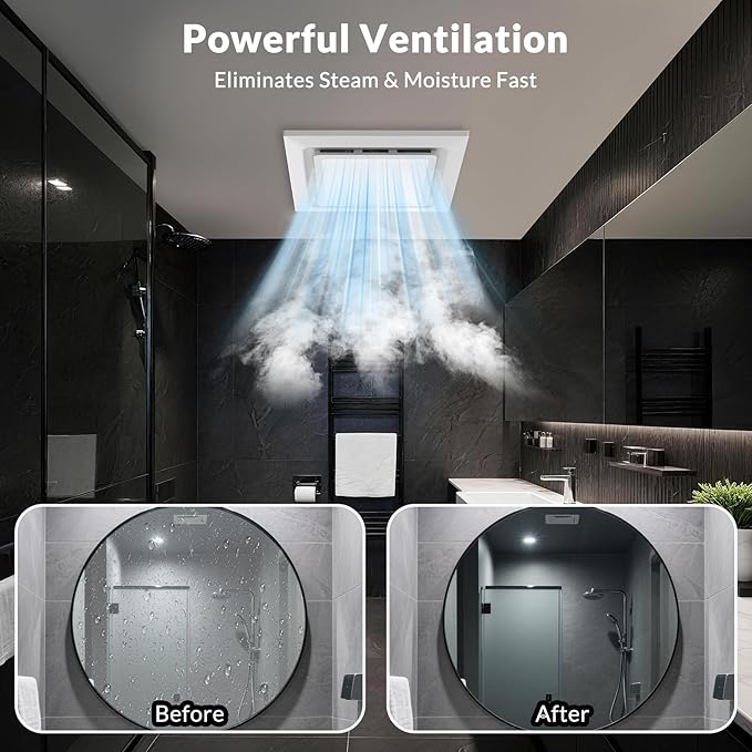 TEPU Bathroom Exhaust Fan with Light 110 CFM, 9.8In Grille, Cutout Size 8.27" x - Image 4