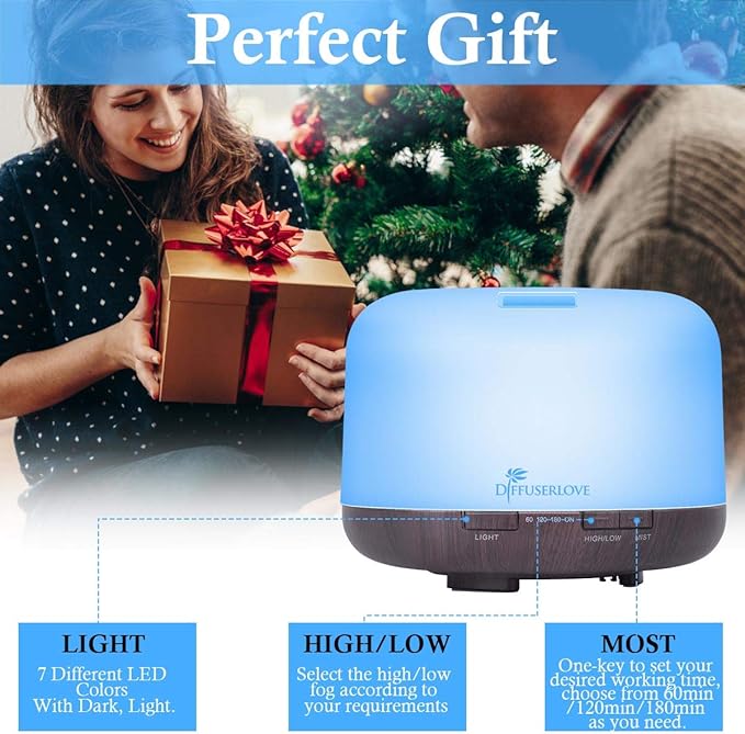 Diffuserlove Essential Oil Diffuser 500ML Aromatherapy Diffuser Mist - Image 6