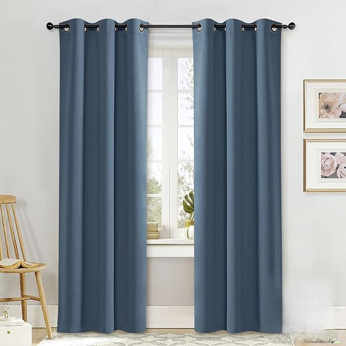 NICETOWN Curtain Blackout Drape Panel, Single Panel, 34 x 84 inch, Smoky Blue by NICETOWN