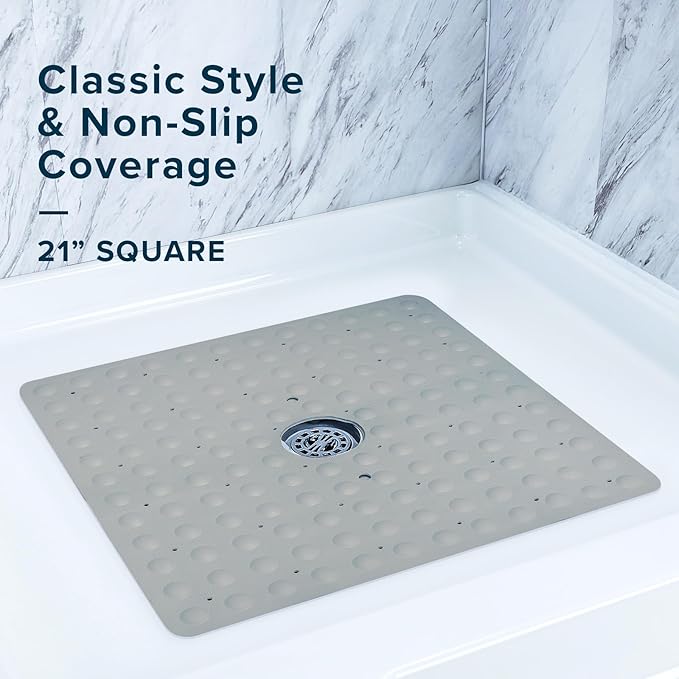 SlipX Solutions Square Natural Rubber Shower Stall Mat, 21” x 21”, Non Slip - Image 2
