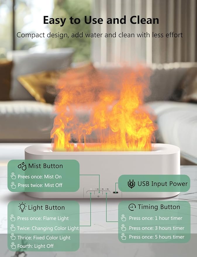 Flame Air Diffuser, Humidifier, Essential Oil Diffuser - Image 5