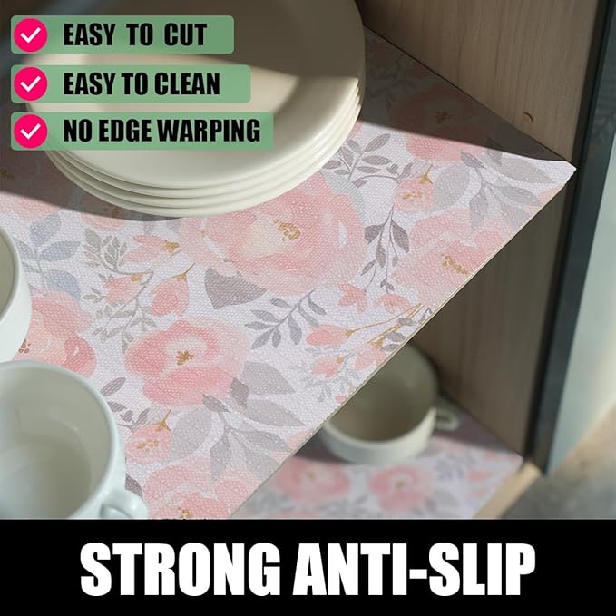 Floral Shelf and Drawer Liner for Kitchen, 12IN x 20FT Non-Adhesive and Strong - Image 2
