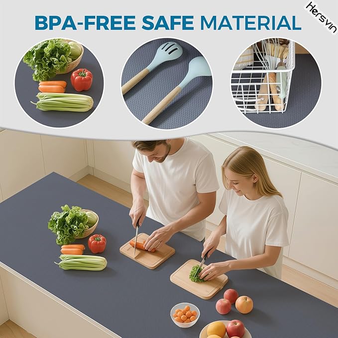 Hersvin Shelf Liners, 24in x 20ft Kitchen Drawer Mats, Non-Adhesive EVA - Image 4