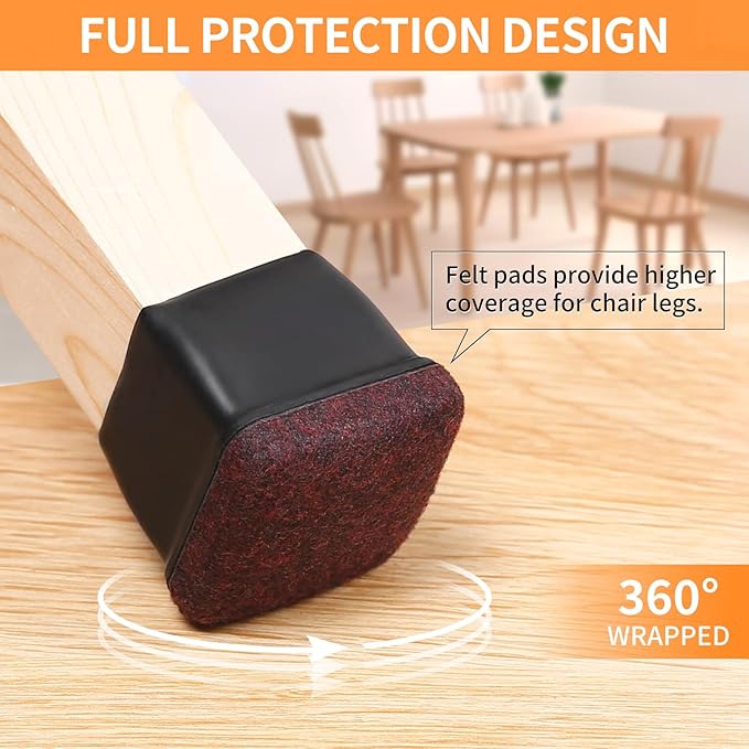 Ezprotekt 24 Pcs Black Square Chair Leg Floor Protectors - Image 3