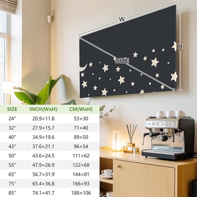 Moon Stars Starry Sky Indoor TV Cover, Elastic TV Screen Protector Cartoon - Image 3