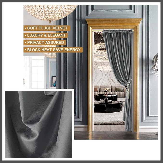 XTMYI Grey Velvet Privacy Room Divider Curtains - Image 5