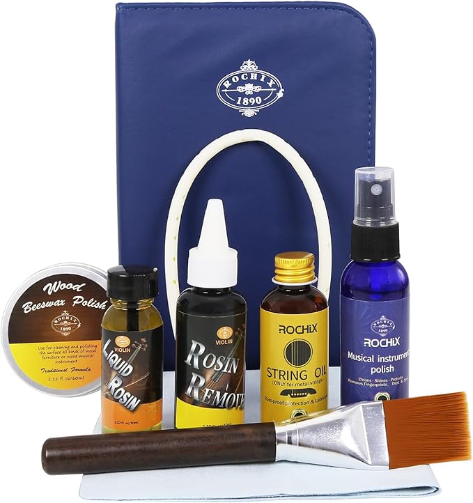 All-in-One Violin Care Cleaning & Maintenance Kit: Beeswax, Liquid Rosin by Rochix+