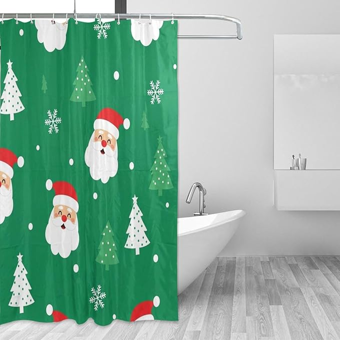 Christmas Green Santa Tree Shower Curtain Liner 72×72 inch by Unknown