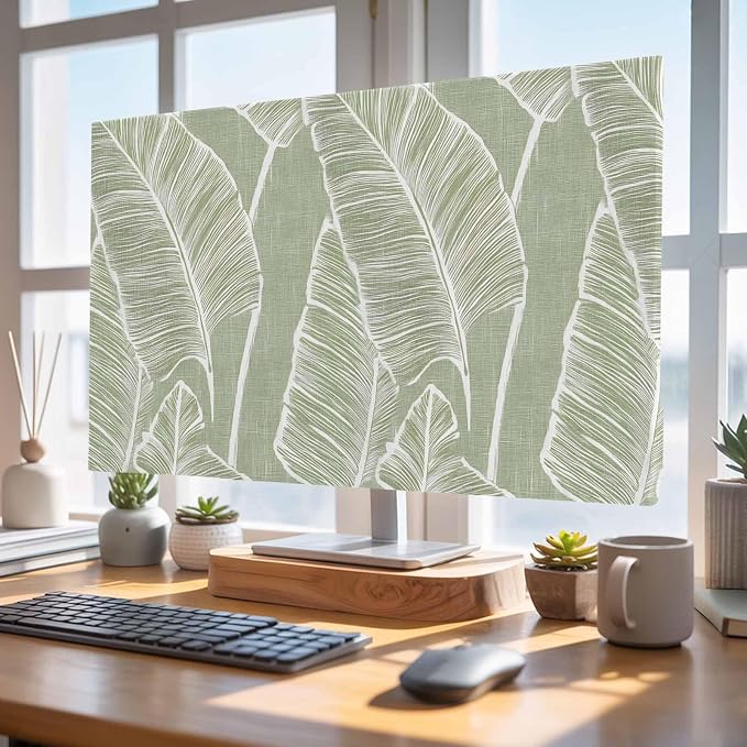 Tropical Plants Palm Leaf Indoor TV Cover, Elastic TV Screen Protector Retro - Image 4