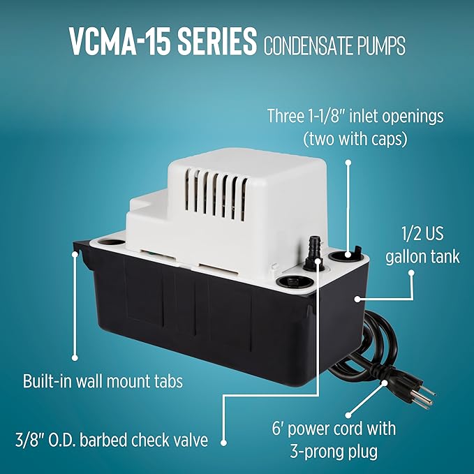 Little Giant VCMA-15ULT 115 Volt, 65 GPH, 1/50 HP Automatic Condensate Removal - Image 3