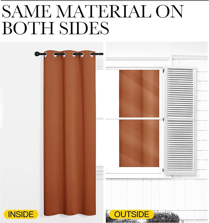 NICETOWN Burnt Orange Blackout Extra Long Curtains - Image 6