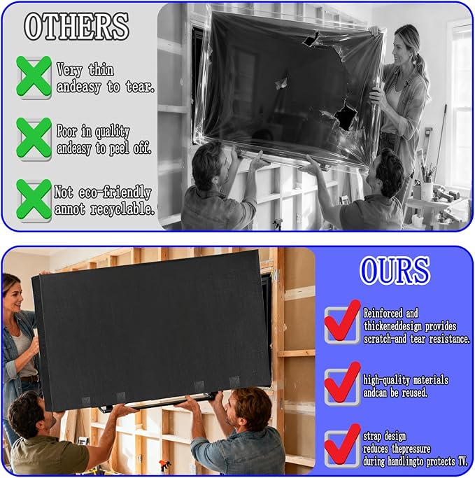 50"-55" Thicken TV Cover Moving Dust Anti-Scratch TV Screen Cover Fits - Image 6