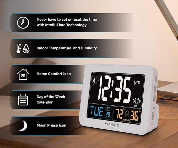 AcuRite Intelli-Time Digital Alarm Clock - Image 2