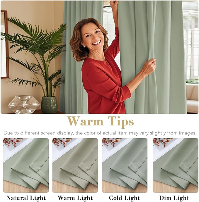 H.VERSAILTEX Back Tab Sage Green Curtains 90 Inch Long - Image 8