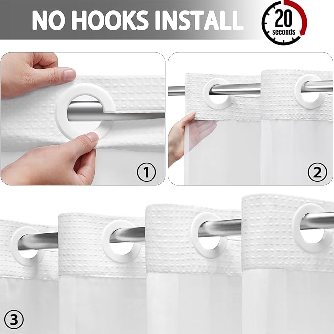 No Hook Shower Curtain and Liner Set - Image 2