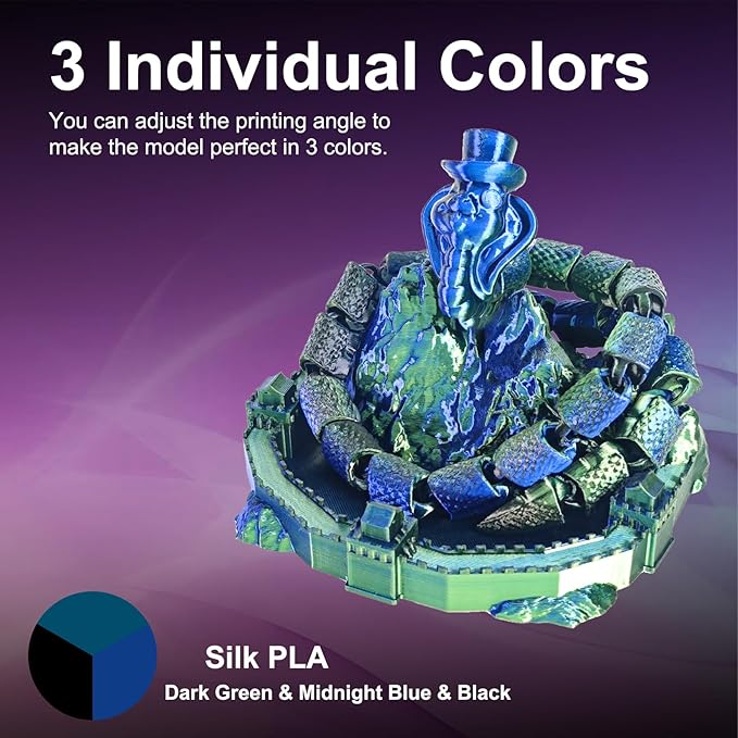 ERYONE Silk Tri Color PLA Filament 3D Printer 1.75mm +/- 0.03mm, Dark Green & - Image 2