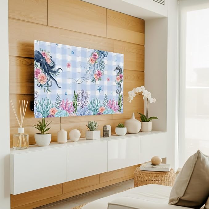 Ocean Jellyfish Seahorse Octopus Indoor TV Cover, Elastic TV Screen Protector - Image 3