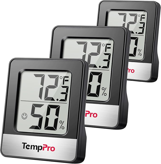 TempPro TP49 3 Pieces Digital Hygrometer Indoor Thermometer Humidity Meter Mini by ThermoPro