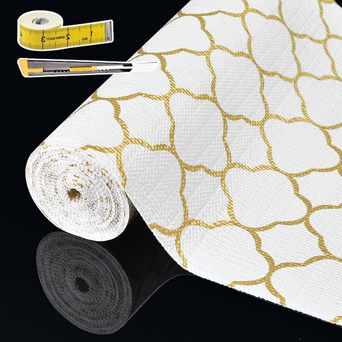 Shelf Liners for Kitchen Cabinets 23in x 20FT Non Adhesive Drawer Liner Gold by Adwann