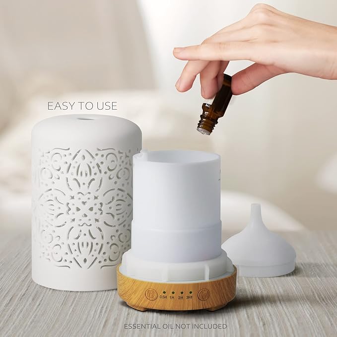 Earnest Living Essential Oil Diffuser White Ceramic Diffuser 100 ml Timers - Image 5