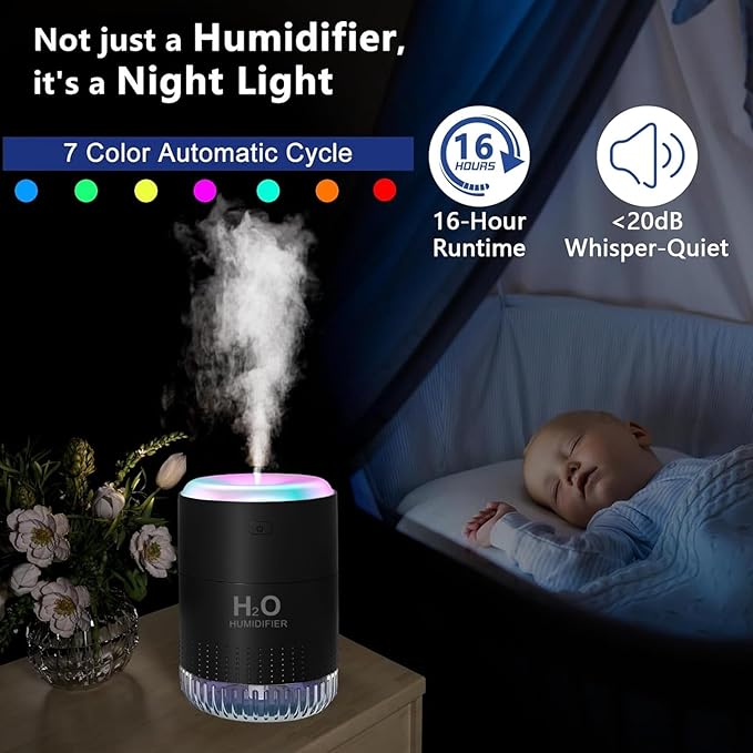 Colorful Mini Humidifier, USB Rechargeable Humidifier, small humidifier - Image 3