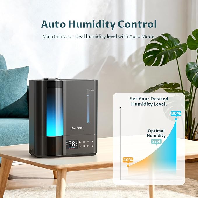 BREEZOME 8L Humidifiers for Bedroom, Warm & Cool Mist for Large Room Home - Image 5