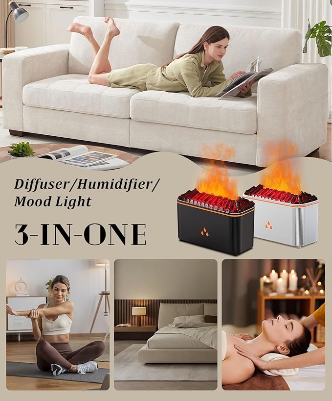 Essential Oil Diffuser, Flame Air Aromatherapy Diffuser, 7 Color Changing Light - Image 6