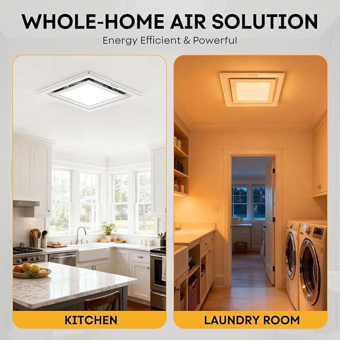 Bathroom Exhaust Fan with Light 10" Ultra Quiet 1.0 Sones, Exhaust Fan Mounting - Image 7