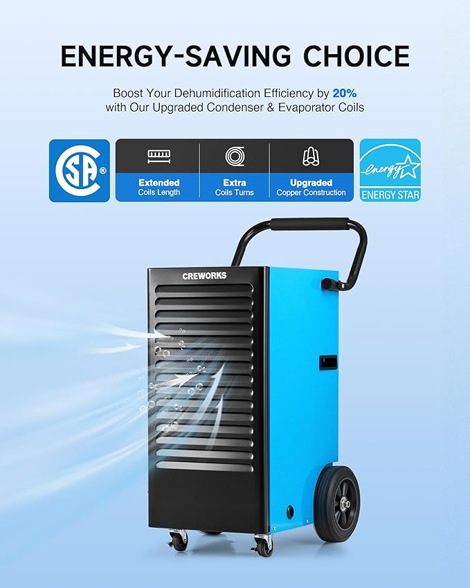 CREWORKS 180 PPD Commercial Dehumidifier, 180 Pint Dehumidifier - Image 3