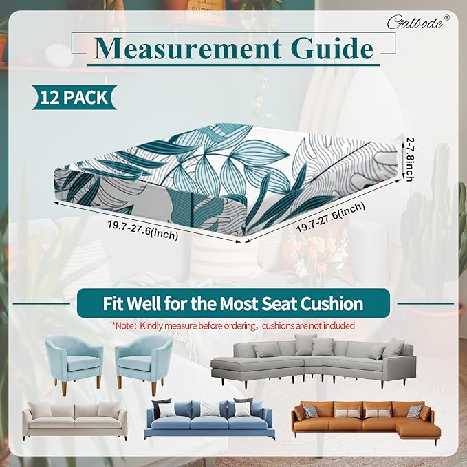 12Pcs Stretch Patio Cushion Cover Outdoor Cushion Cover Replacement Slipcovers - Image 2