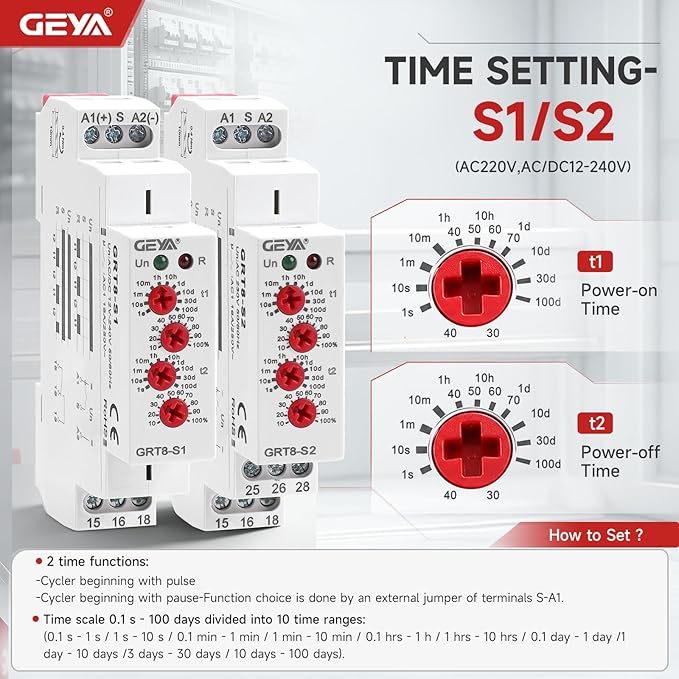 Asymmetric Cycle Timer 2SPDT Relay 16A AC/DC12V-240V Electronic Repeat Relay - Image 2