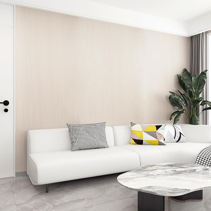 Extra Wide 48"x354" Thicken Off White Wood Grain Peel and Stick Wallpaper Wood - Image 2
