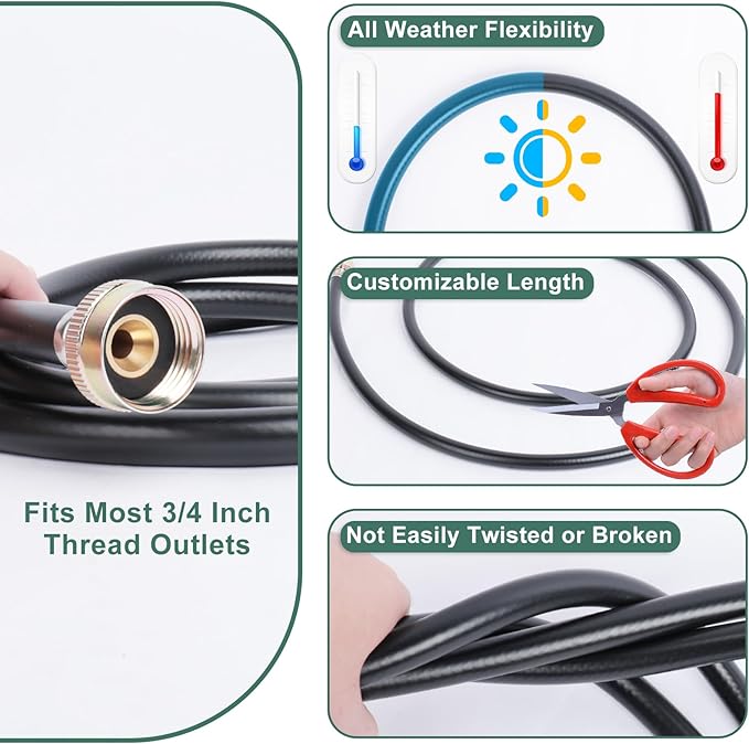 2 M/6.6 FT Dehumidifier Drain Hose 3/4 Inch FHT Connection Brass Thickened - Image 3