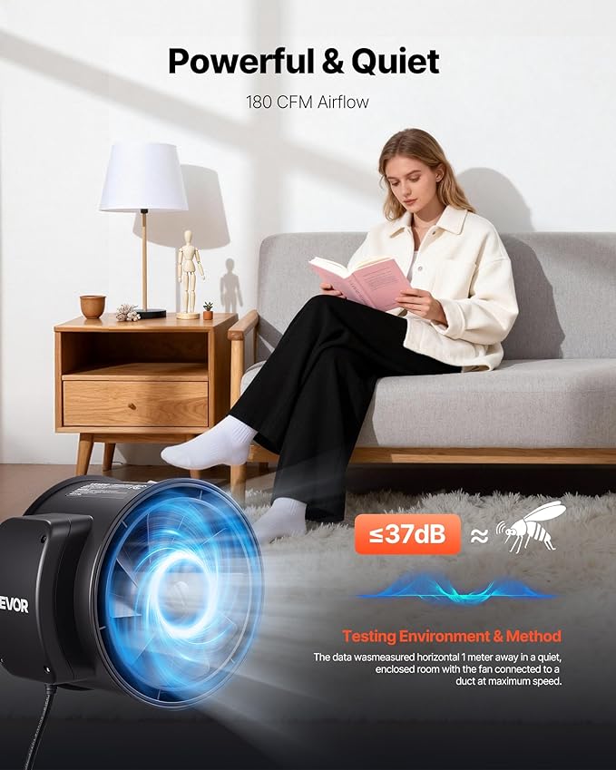 VEVOR Inline Duct Fan, 4-Inch 180 CFM - Image 3