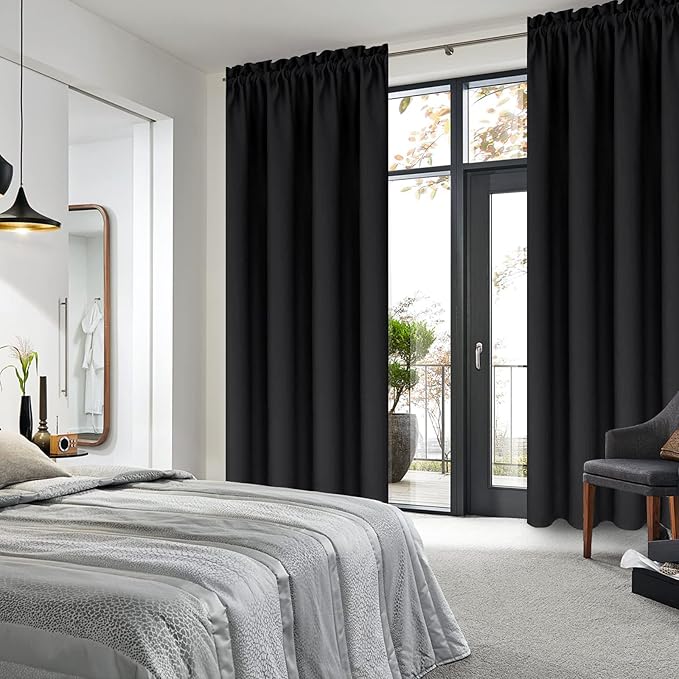 DWCN Black Blackout Curtains for Bedroom – Rod Pocket Thermal Insulated Energy - Image 2