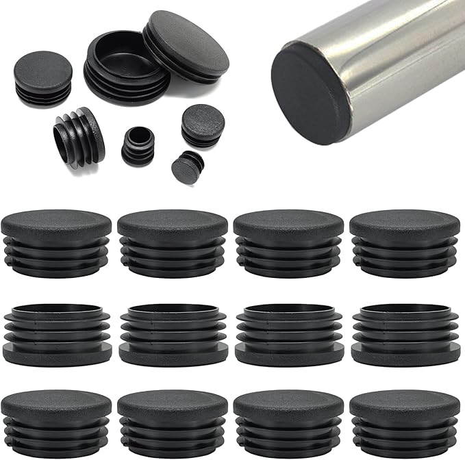 1-3/4" Plastic Hole Plugs Black -Round Chair Leg Caps, Flush Mount Pipe Plugs by EASYEAH