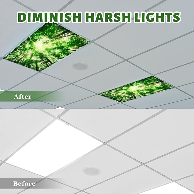 Hortsun Pack of 2 Fluorescent Light Covers 4 x 2 Feet Magnetic Ceiling Light - Image 6