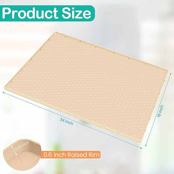 Waterproof Under Sink Mat 34" x 19", Silicone Cabinet Liner, Rubber Protector - Image 2