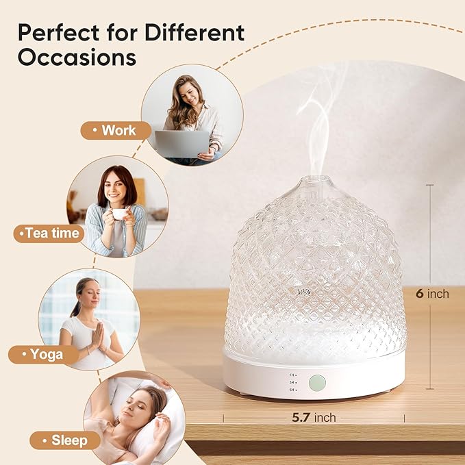 Glass Essential Oil Diffuser, 200ml Ultrasonic Aroma Diffusers - Image 7