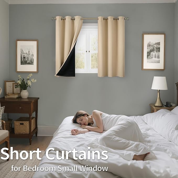 BGment Short Blackout Curtains 40 Inch Length 2 Panels, Thermal Insulated Total - Image 2
