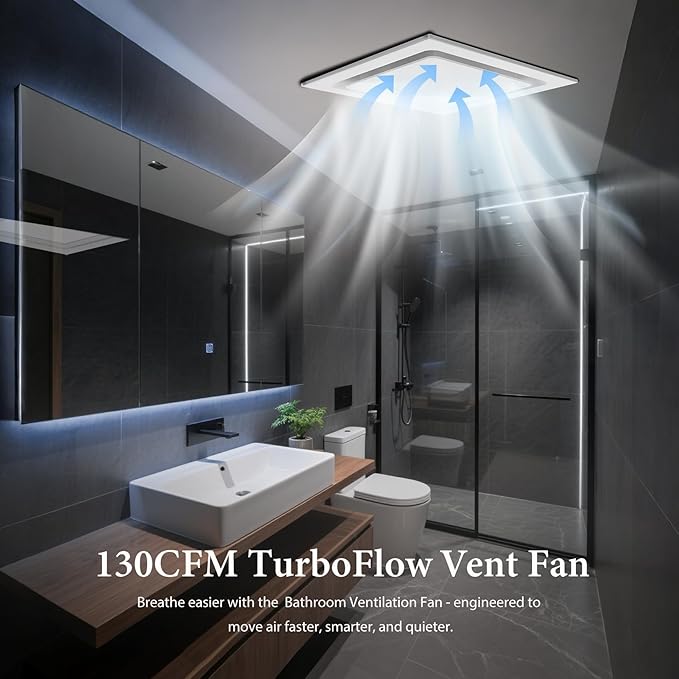 Bathroom Exhaust Fan 12" Panel Ultra Quiet without Light（10x10 Mount）, 1.0 Sone - Image 3