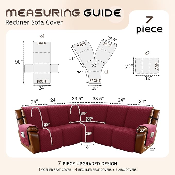 Arfntevss Waterproof Recliner Sectional Couch Covers - Image 5